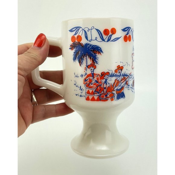 Porto Rico mug, vintage milk glass footed mug, milk glass cup, vintage cup - Picture 2 of 10